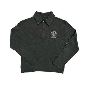 Versace Women's Dark Charcoal Quarter-Zip Collared Sweater xsmall